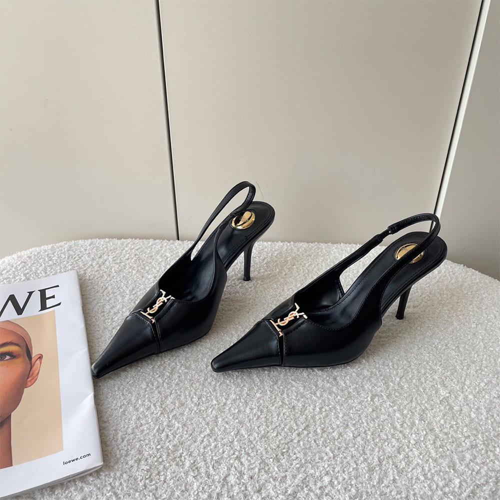 YSL Babylone Breteuil Slingback Pumps in Smooth Leather